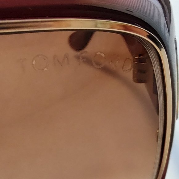 Tom Ford KELLAN Sunglasses Plastic TF 90  Gold T Logo Burgundy Brown Red main image 5